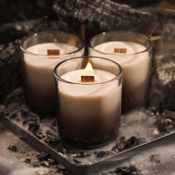 Coffret 3 grandes bougies crépitantes Candleplace - parfum feu de cheminée - autonomie 180h - TAGU