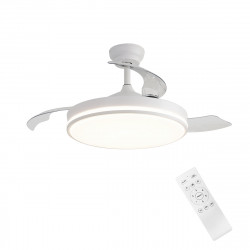 Ventilateur de plafond 122 cm blanc mat - 3 pales avec LED tricolores et télécommande de marque DLC Home, référence: B9759800