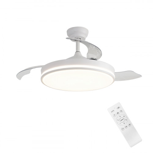 Ventilateur de plafond 122 cm blanc mat - 3 pales avec LED tricolores et télécommande - DLC Home