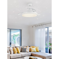Ventilateur de plafond 122 cm blanc mat - 3 pales avec LED tricolores et télécommande - DLC Home