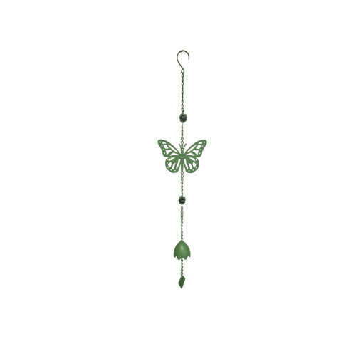 Carillon papillon vert pâle 17,5 x 6,5 x 92 cm - acier époxy - cloche décorative - Louis Moulin