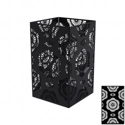 Photophore carré noir charbon 17,5 x 17,5 x 30 cm - acier époxy - motif fleur de marque Louis Moulin, référence: J9762200