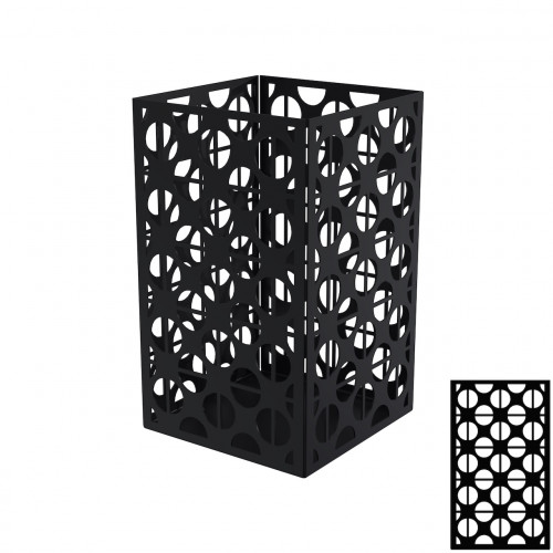 Photophore carré noir charbon 17,5 x 17,5 x 30 cm - acier époxy - motif géométrique - Louis Moulin