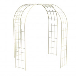 Gloriette tube carré 20 mm beige 250 x 50 x 240 cm - acier époxy - toit motif rosace - Louis Moulin