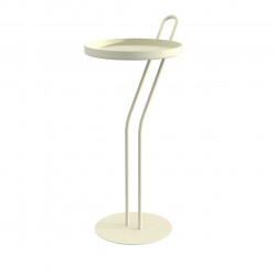 Sellette Angula beige 52 cm - plateau Ø 23 cm - acier époxy - Louis Moulin