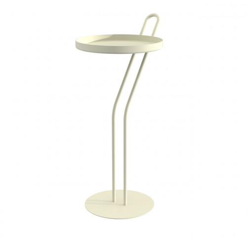Sellette Angula beige 52 cm - plateau Ø 23 cm - acier époxy - Louis Moulin