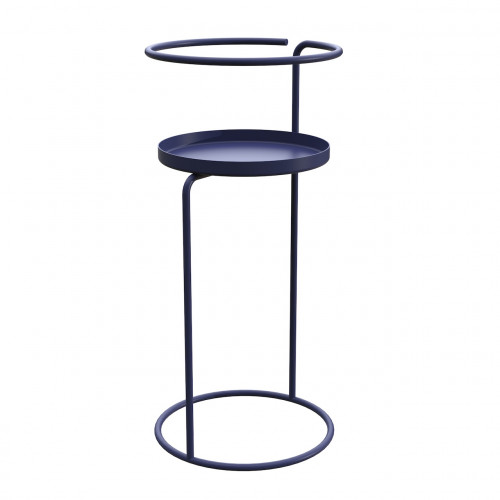 Sellette Cylindra bleu 55 cm - plateau Ø 23 cm - acier époxy - Louis Moulin
