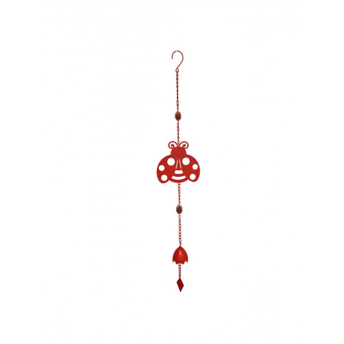 Carillon coccinelle rouge 17,5 x 6,5 x 92 cm - acier époxy - cloche décorative - Louis Moulin