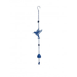 Carillon colibri bleu 17,5 x 6,5 x 92 cm - acier époxy - cloche décorative de marque Louis Moulin, référence: J9765400