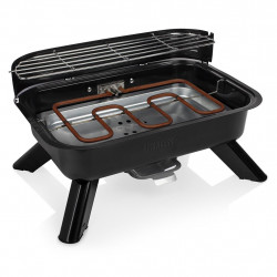 Barbecue hybride électrique et charbon 2000 W - surface 44 x 28,5 cm - 5 niveaux de chauffe - Princess