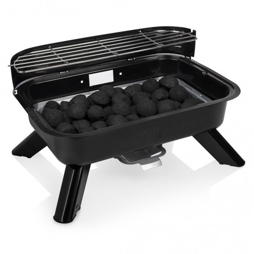 Barbecue hybride électrique et charbon 2000 W - surface 44 x 28,5 cm - 5 niveaux de chauffe - Princess