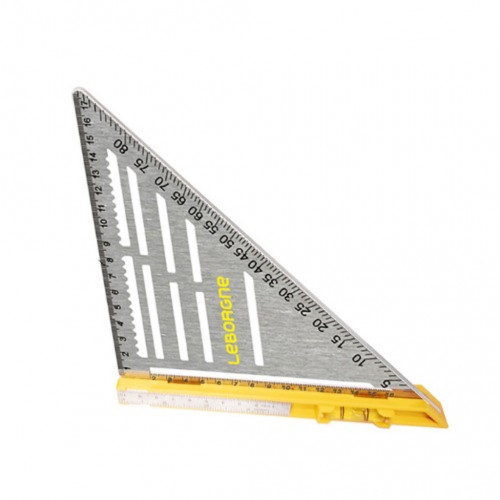 Équerre à pivot 195 x 200 mm - réglet métallique et niveau intégré - Leborgne
