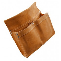 Pochette à clous 2 poches - rangement chantier en croûte de cuir de marque Leborgne, référence: B9779400