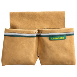Bipoche de maçon en croûte de cuir - 2 poches larges avec porte-tenaille de marque Leborgne, référence: B9780700