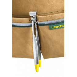 Bipoche de maçon en croûte de cuir - 2 poches larges avec porte-tenaille - Leborgne