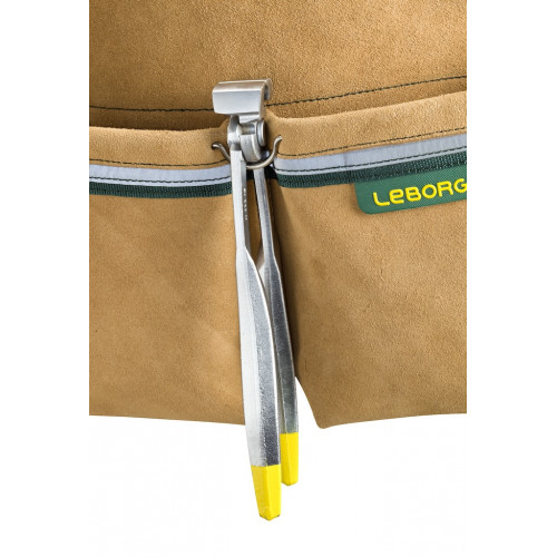 Bipoche de maçon en croûte de cuir - 2 poches larges avec porte-tenaille - Leborgne