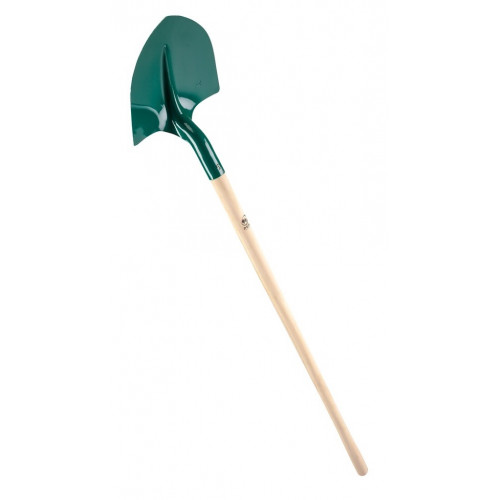 Pelle ronde acier trempé 27 cm manche bois 110 cm - sols durs et gravier - Leborgne