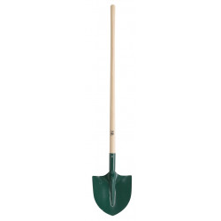 Pelle ronde acier trempé 27 cm manche bois 110 cm - sols durs et gravier - Leborgne
