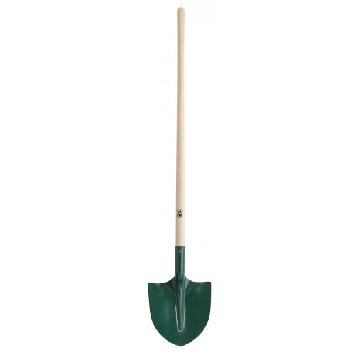 Pelle ronde acier trempé 27 cm manche bois 110 cm - sols durs et gravier - Leborgne