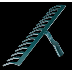 Râteau à cailloutis forgé 14 dents courbes sans manche - pour nivelage et ratissage de marque Leborgne, référence: J9790300
