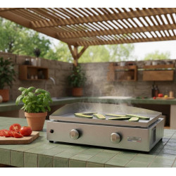 Plancha gaz inox 260 V2 - 2 brûleurs 4 kW - Plaque 57 x 34 cm - Origine France Garantie - LE MARQUIER