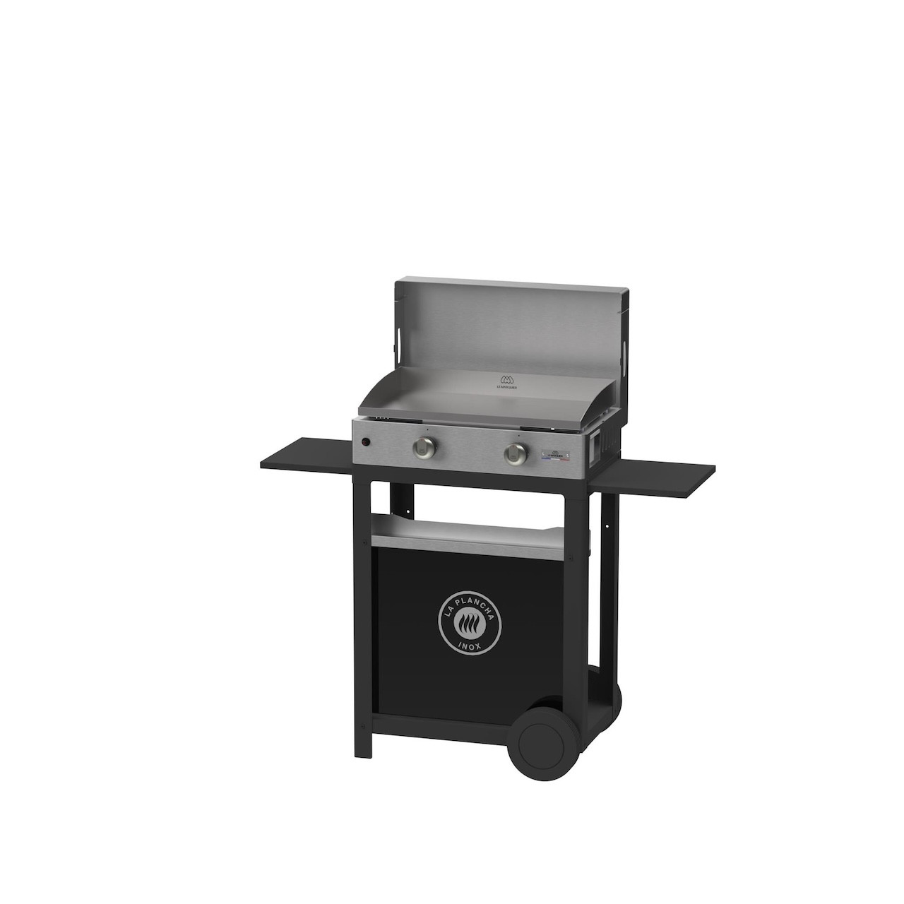 La Plancha Inox Duo Edition : Plancha 260 Gaz + Chariot + Couvercle Inox+ Porte Épices Et Rideau Le Marquier - vue 2