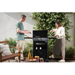 Plancha gaz Original 260 Duo Edition - Chariot noir - Couvercle inclus - 2 brûleurs - LE MARQUIER