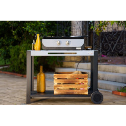 Plancha électrique Original 260 Duo - 3,5 kW - Plaque fonte émaillée 60 x 40 cm - 2 zones de chauffe - LE MARQUIER