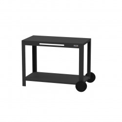 Table desserte 110 XL noire - 2 plateaux 110 x 64 cm - 2 roues - Origine France Garantie de marque LE MARQUIER, référence: J9800400