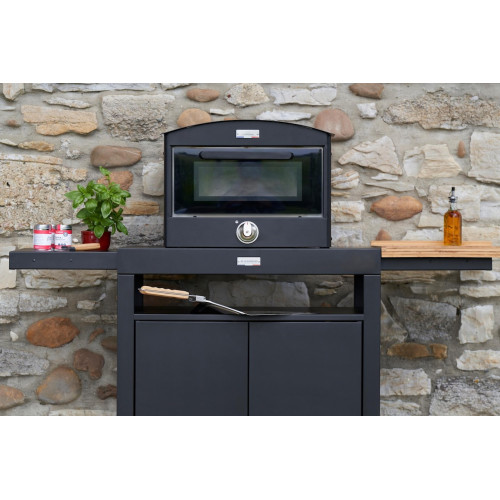 Desserte meuble 80 noire - Plateau 80 x 55 cm - Tablettes coulissantes - Origine France Garantie - LE MARQUIER