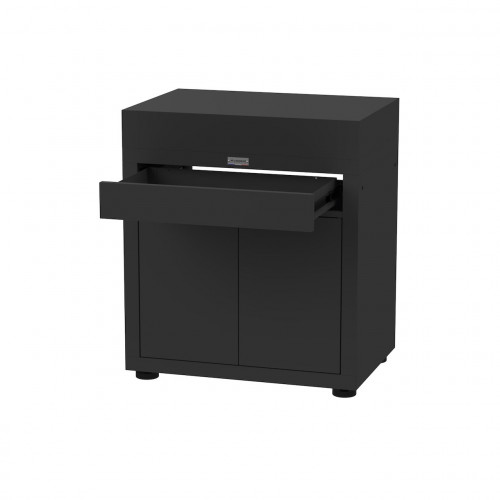 Meuble avec tiroir noir - 80 x 55 cm - Portes et tiroir push pull - Acier époxy - LE MARQUIER