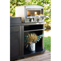 Meuble cuisson arrondi droite noir - 80 x 55 cm - Étagère acier - Origine France Garantie - LE MARQUIER