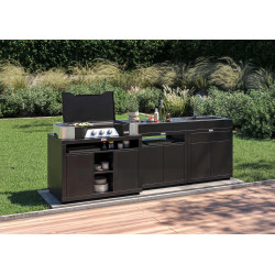 Meuble cuisson XL noir - 110 x 70 cm - Portes push pull - Origine France Garantie - LE MARQUIER
