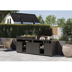 Meuble cuisson XL noir - 110 x 70 cm - Portes push pull - Origine France Garantie - LE MARQUIER