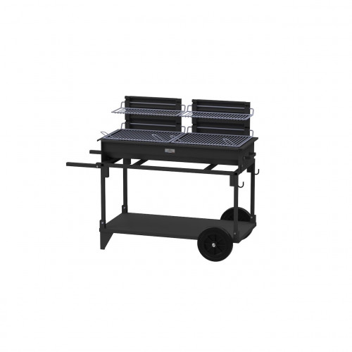 Barbecue XL double foyers avec chariot - 4 grilles de cuisson - Charbon - Origine France Garantie - LE MARQUIER