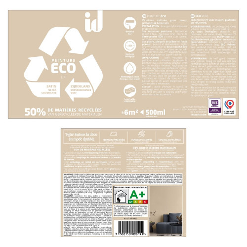 Peinture lin mur / plafond ID Eco satiné 0.5 l - ID