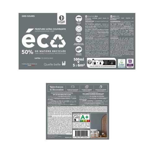 Peinture mur gris de souris satin ID 0.5L - ID