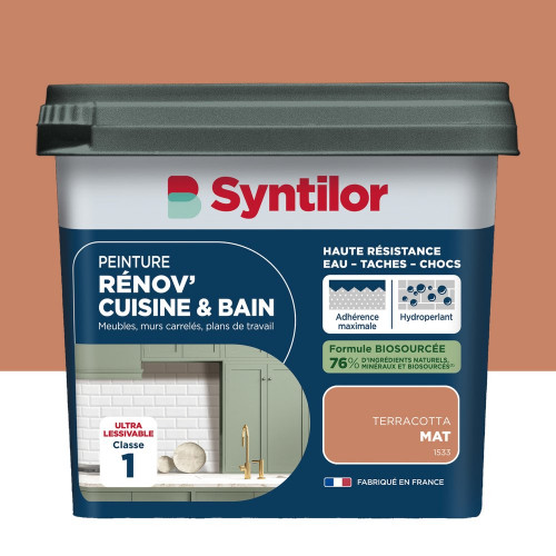 Peinture meuble terracotta mat SYNTILOR Renov' cuisine et bain 0.75l - SYNTILOR