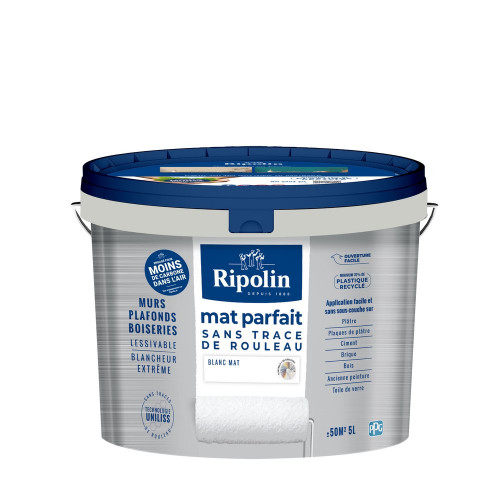 Peinture mur et plafond blanc mat RIPOLIN parfait 5l - RIPOLIN