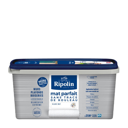 Peinture mur et plafond blanc mat RIPOLIN parfait 2.5l - RIPOLIN