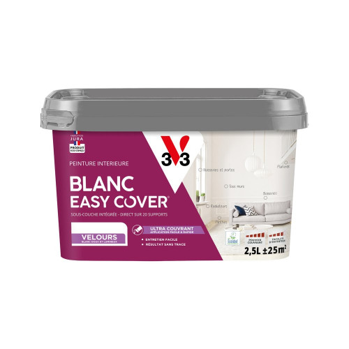 Peinture mur, plafond, boiserie blanc velours V33 Easy cover® 2.5L - V33