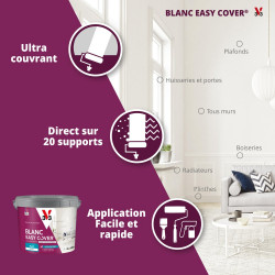 Peinture mur et plafond, boiserie blanc velours V33 Easy cover 5l - V33