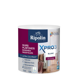 Peinture mur blanc velours RIPOLIN Xpro3 0.5L de marque RIPOLIN, référence: B9808500