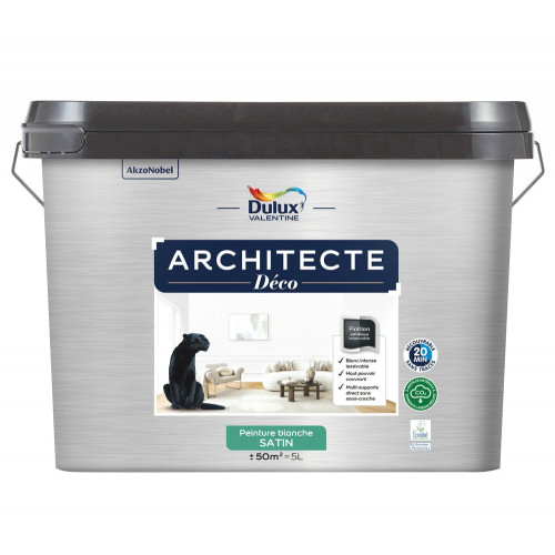 Peinture mur, plafond, blanc satin DULUX VALENTINE Architecte déco 5L - DULUX VALENTINE