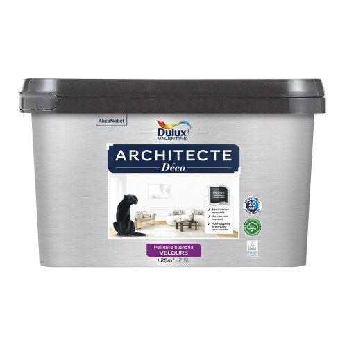 Peinture mur,plafond, blanc velours DULUX VALENTINE Architecte déco 2.5L - DULUX VALENTINE