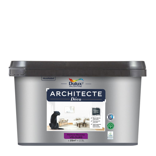 Peinture mur,plafond, blanc velours DULUX VALENTINE Architecte déco 2.5L - DULUX VALENTINE