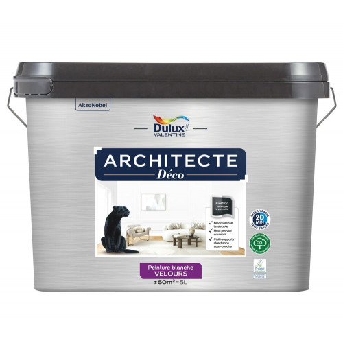 Peinture mur, plafond, blanc velours DULUX VALENTINE Architecte déco 5L - DULUX VALENTINE