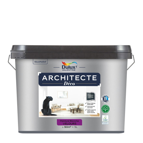 Peinture mur, plafond, blanc velours DULUX VALENTINE Architecte déco 5L - DULUX VALENTINE