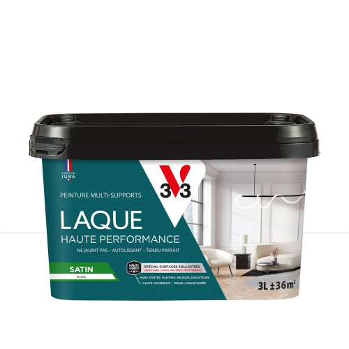 Peinture mur, porte, boiserie blanc satin V33 Laque haute performance 3L - V33