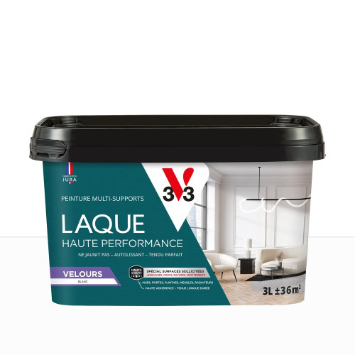 Peinture mur, porte, boiserie blanc velours V33 Laque haute performance 3L - V33